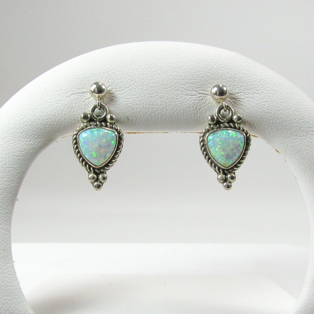 Sterling Silver & White Opal Earrings